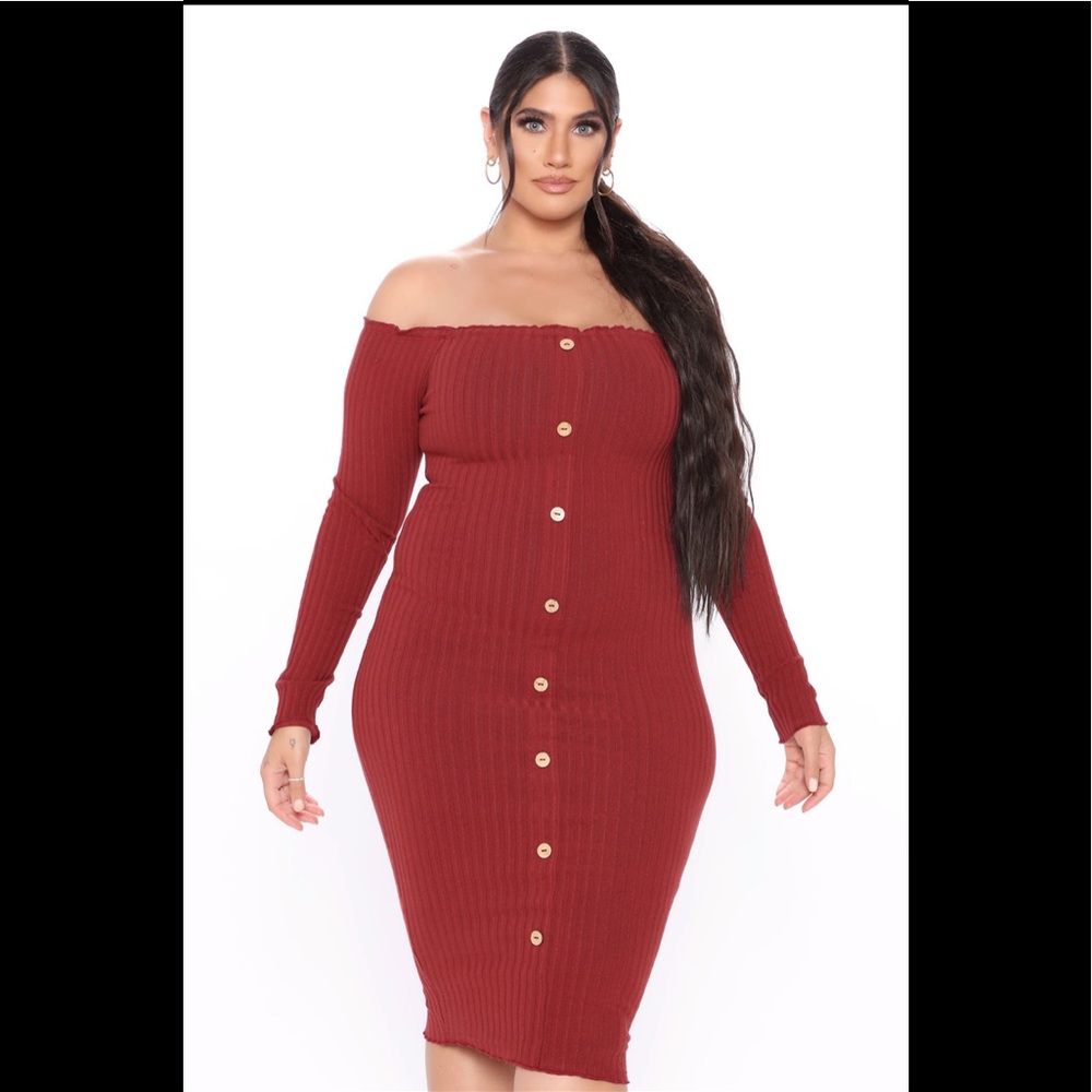 ♥️FashionNova Off Shoulder Midi Dress 👗